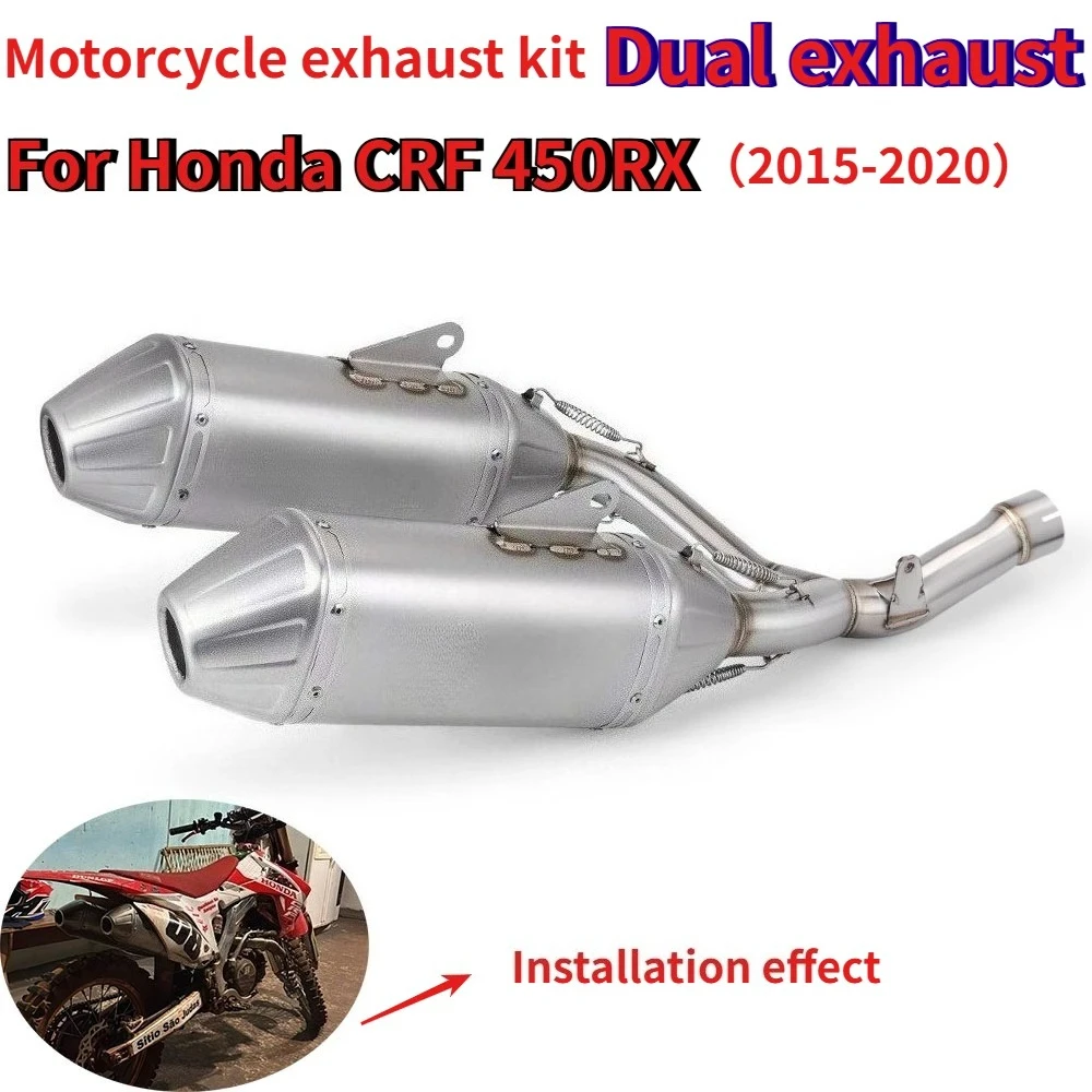 

Special Motorcycle Dual Exhaust Pipe Modification Parts, Stainless Steel Off-road Exhaust Kit for Honda CRF 450RX 2015-2020
