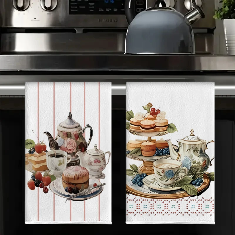 2Pcs, Dessert Cake Kitchen Towels, 40Cm*60Cm Towel Set, Best Kitchen Towels, Super Absorbent Soft Cleaning Cloth, Cooking and Baking Tea Towels, Hand Towels, Cleaning Cloths, Dishcloths, Kitchen Decoration, Living Room Decorations, Kitchen Essentials, Home Essentials