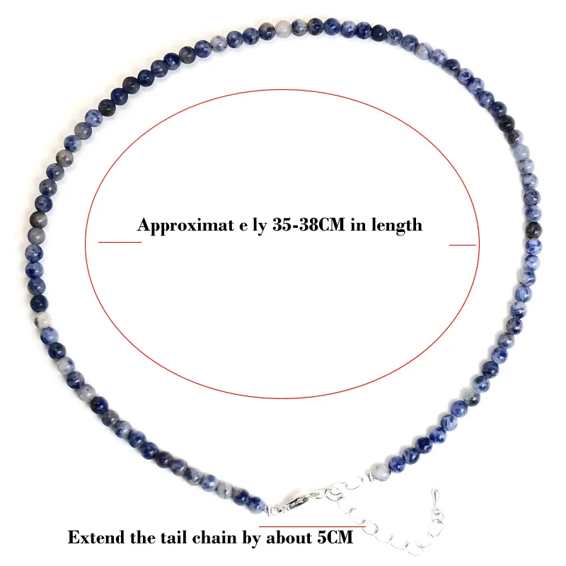 2024 New Natural 4mm Stone Round bead Necklace Men 15 Inch Choker Collar Man's African Hiphop Rock Jewelry Male Gift For Him