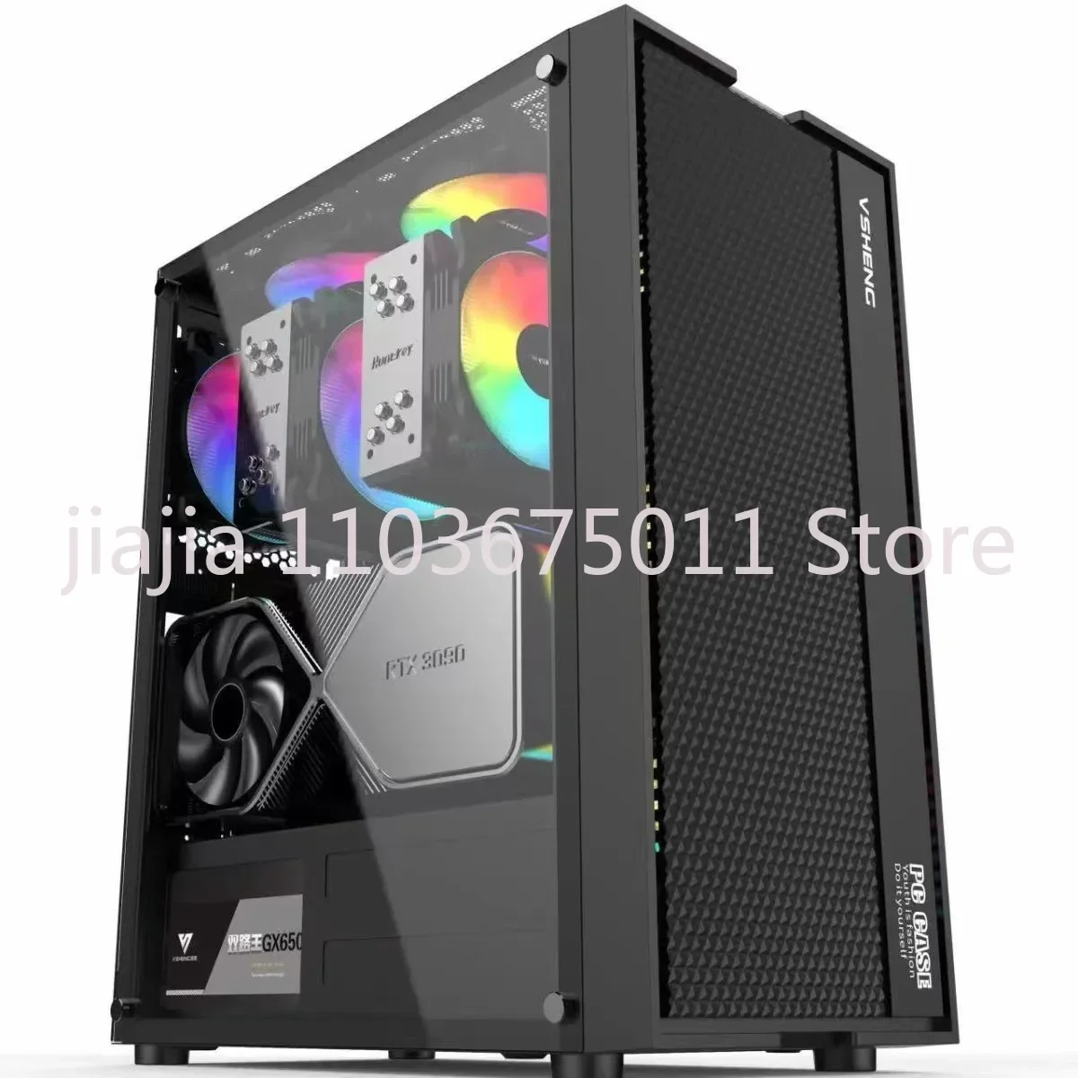 Cross-border Hurricane 2 glass side panel case supports dual X79 X99 CPU motherboards, E-ATX computer case, black