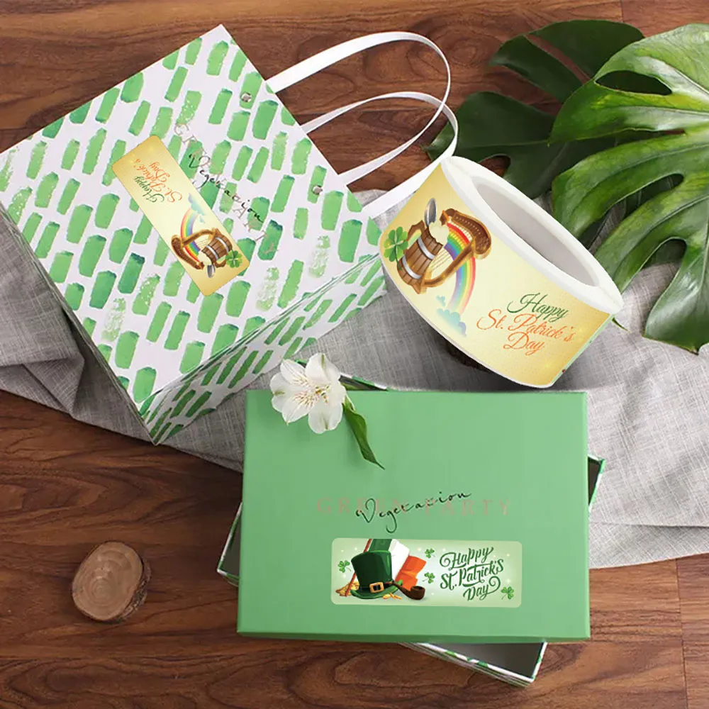 120-500pcs Happy St. Patrick's Day Round Sticker Envelope Sealing Labels DIY Gift Decoration Decor Candy Bag Sticker