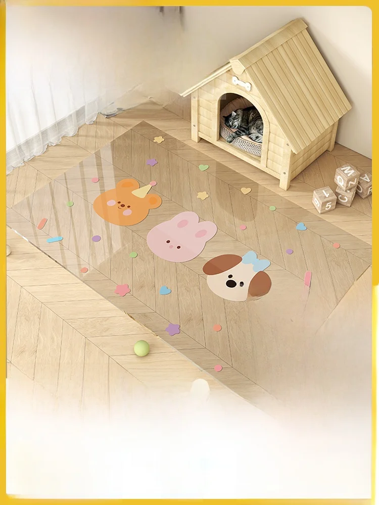 

Утолщенный прозрачный водонепроницаемый коврик из ПВХ для собак, защищающий пол от мочи, нескользящий, для домашнего использования