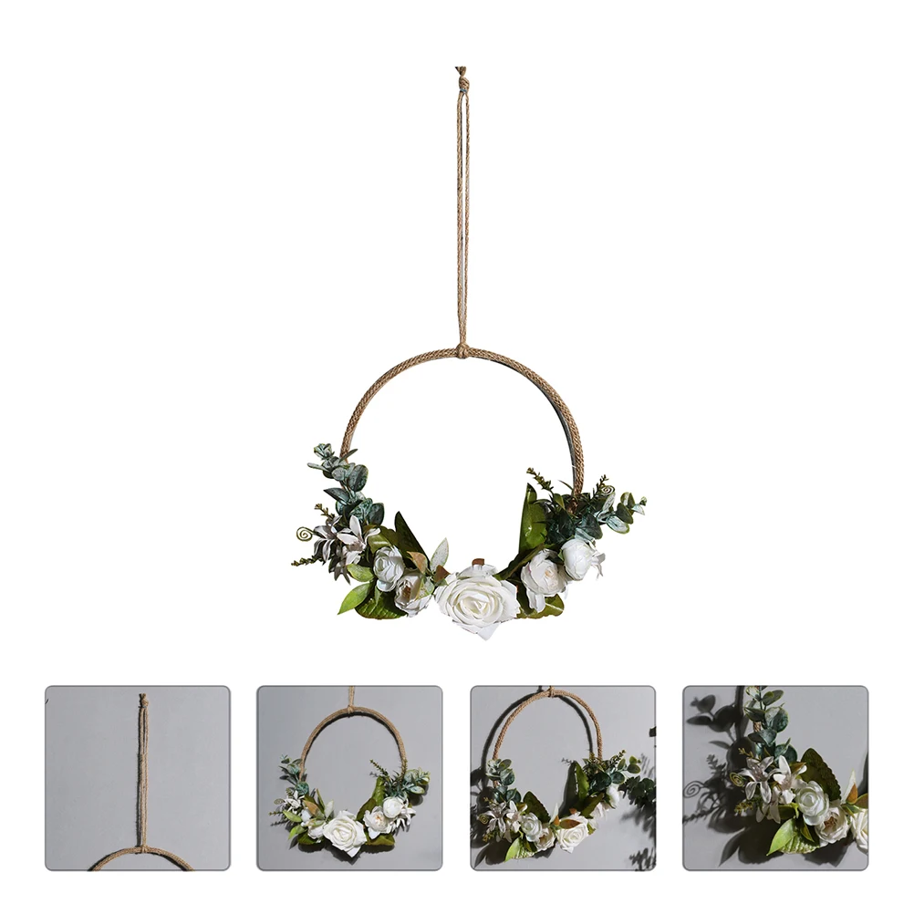 

Simulated Flower Wreath Wall Hanging Beautiful Garland Decorative White Pastoral Creative Vivid Artificial Flowers