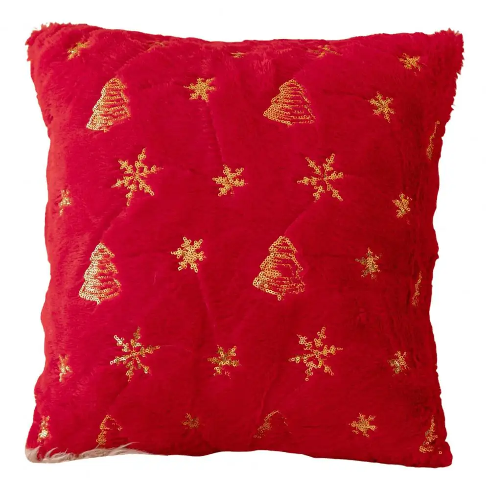 45cm Throw Cushion Cover Sequin Snowflake Christmas Tree Pattern Pillow Cover Sofa New Year Party Decoration Cushion Cover