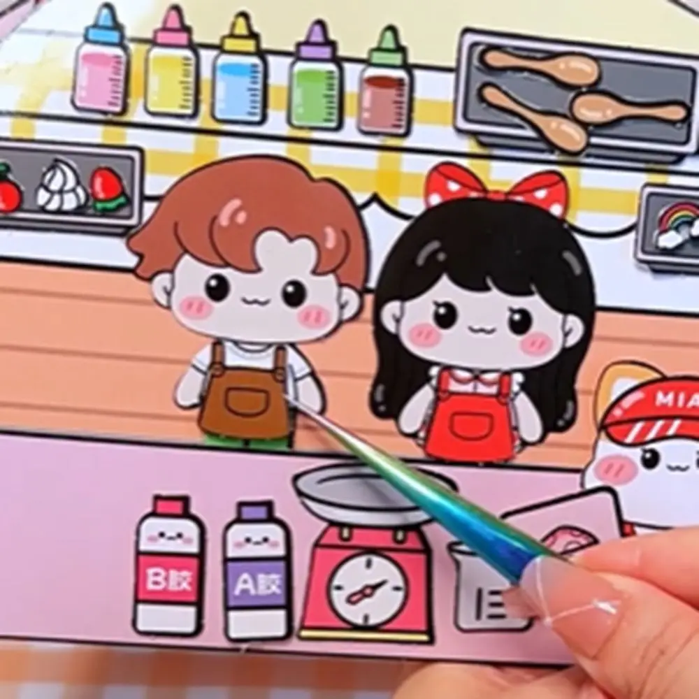 かわいい手作り素材 DIY ピンチおもちゃブック教育早期学習静かな本漫画パズル要素 3D ステッカーブック女の子