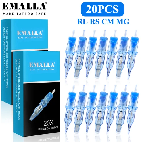 20/10 Uds EMALLA ELIOT agujas de cartucho de tatuaje RL RS CM MG agujas de tatuaje esterilizadas desechables para máquina de tatuaje de cartucho