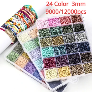 3mm 12000pcs 24 Colors Miyuki Japanese Beads Matte Pearl Box Set DIY Making Jewelry Bracelet Necklace Ring Loose Spacer Seed Beads