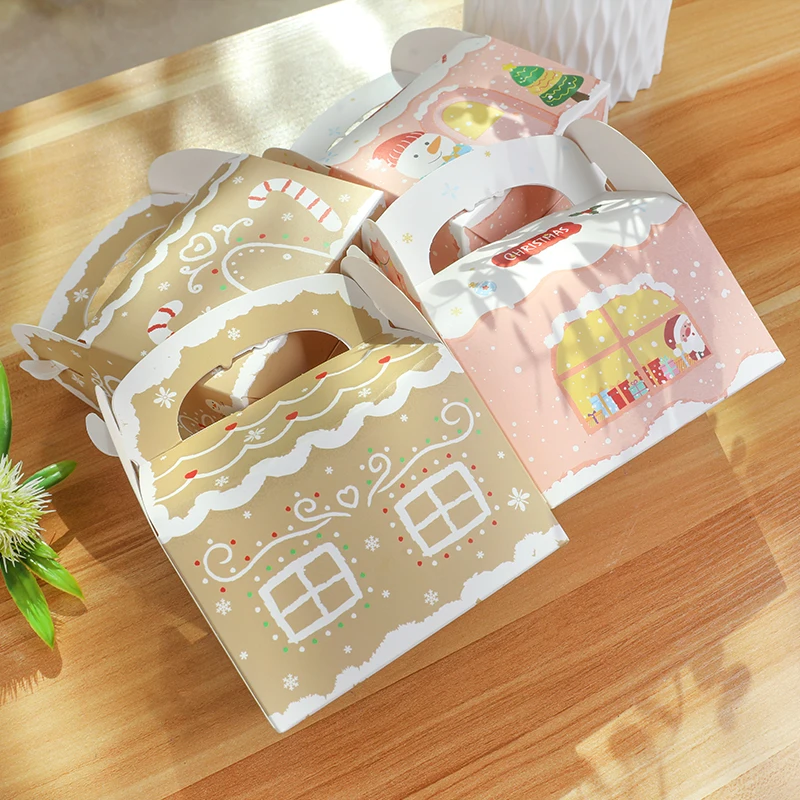 

2 Colors Merry Christmas Candy Handheld Gifts Boxes Paper Cookie Snack Packing Bags Home New Year Party Decorstions Navidad 2025