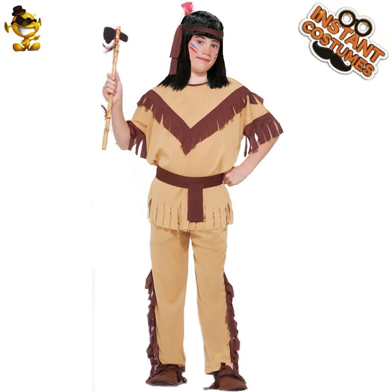 loween Indian Chief Children's Role-plang Stage Performance Par Costume COSPLAY Boy's Traditional Ethnic Clothing