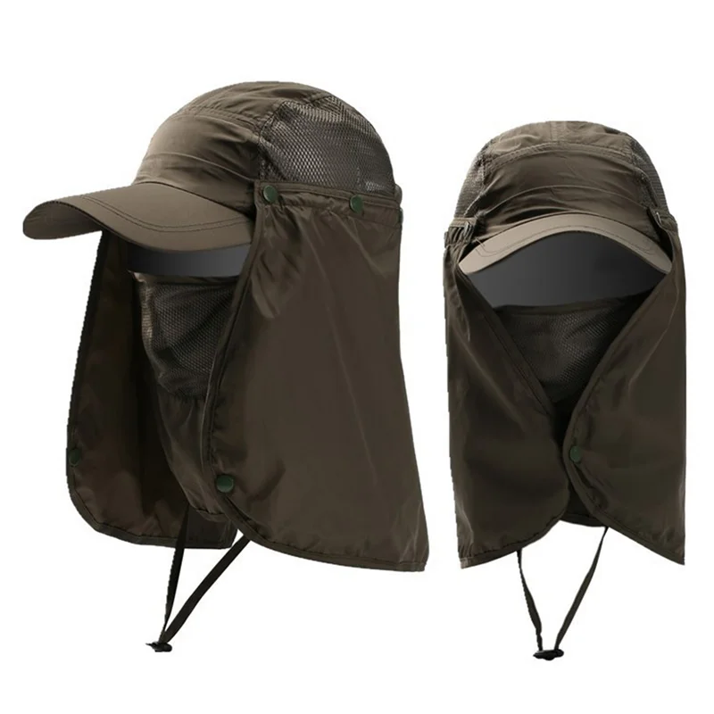 Cappello da sole per esterni Protezione UV Copri collo con paraorecchie Pesca Caccia Berretto da escursionismo Cappello per il tempo libero unisex Visiera rimovibile Cappello da safari