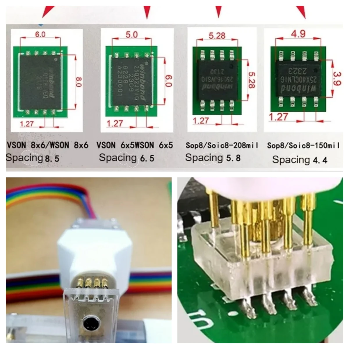 Nowości 1 szt. Sop8 wson chip do pobierania, programowania, zapisywania, sonda sprężynowa, igła, kabel do programowania chipów flash eeprom