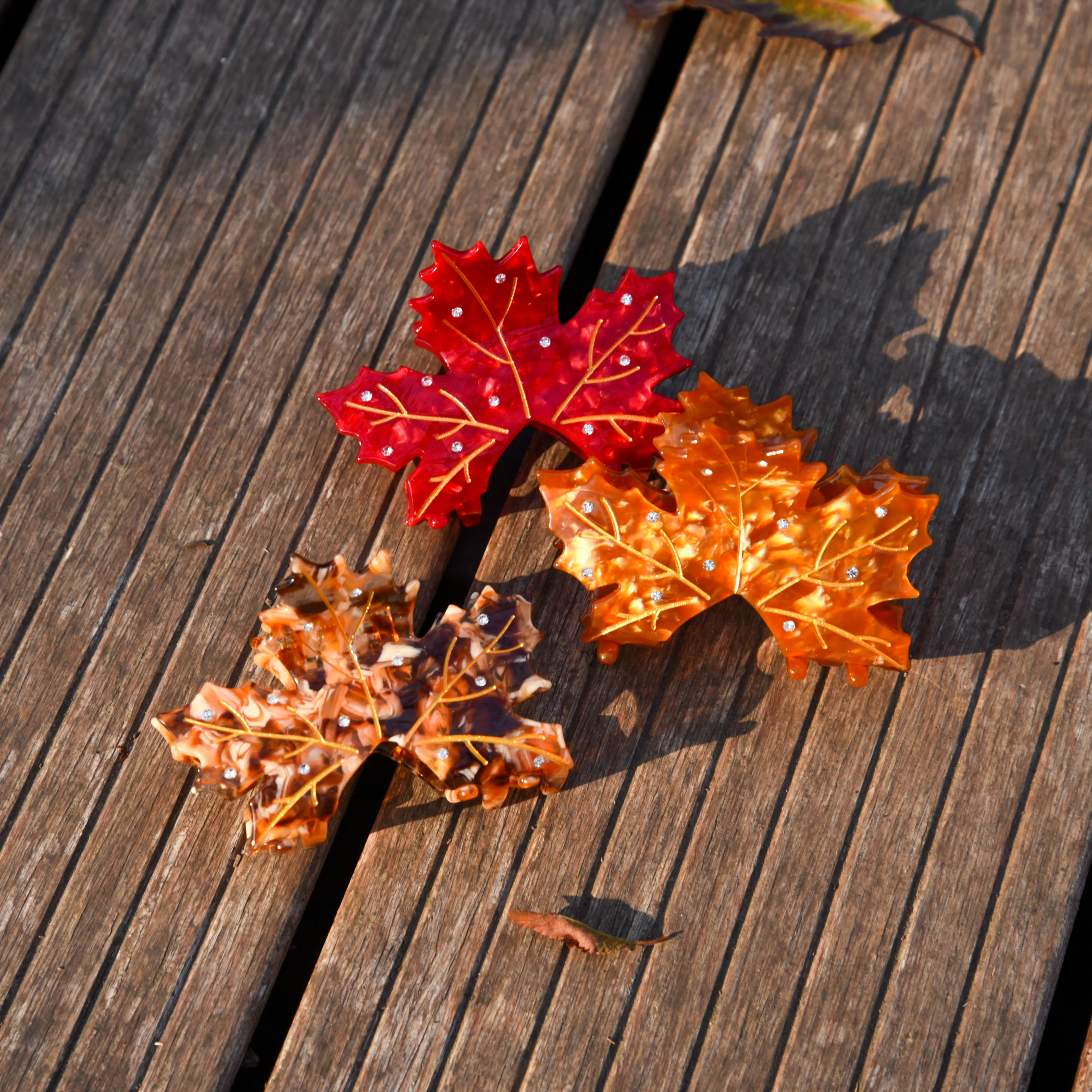 Muweordy NUOVO Autunno Foglie d'acero Artiglio dei capelli Temperamento elegante Ecologico Artiglio in acetato Pinze Accessori per capelli per le donne Ragazze