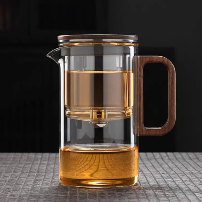 

elegant cup insulation separation bubble teapot heat-resistant glass teapot simple filter tea cup500 ml high-quality food-grade