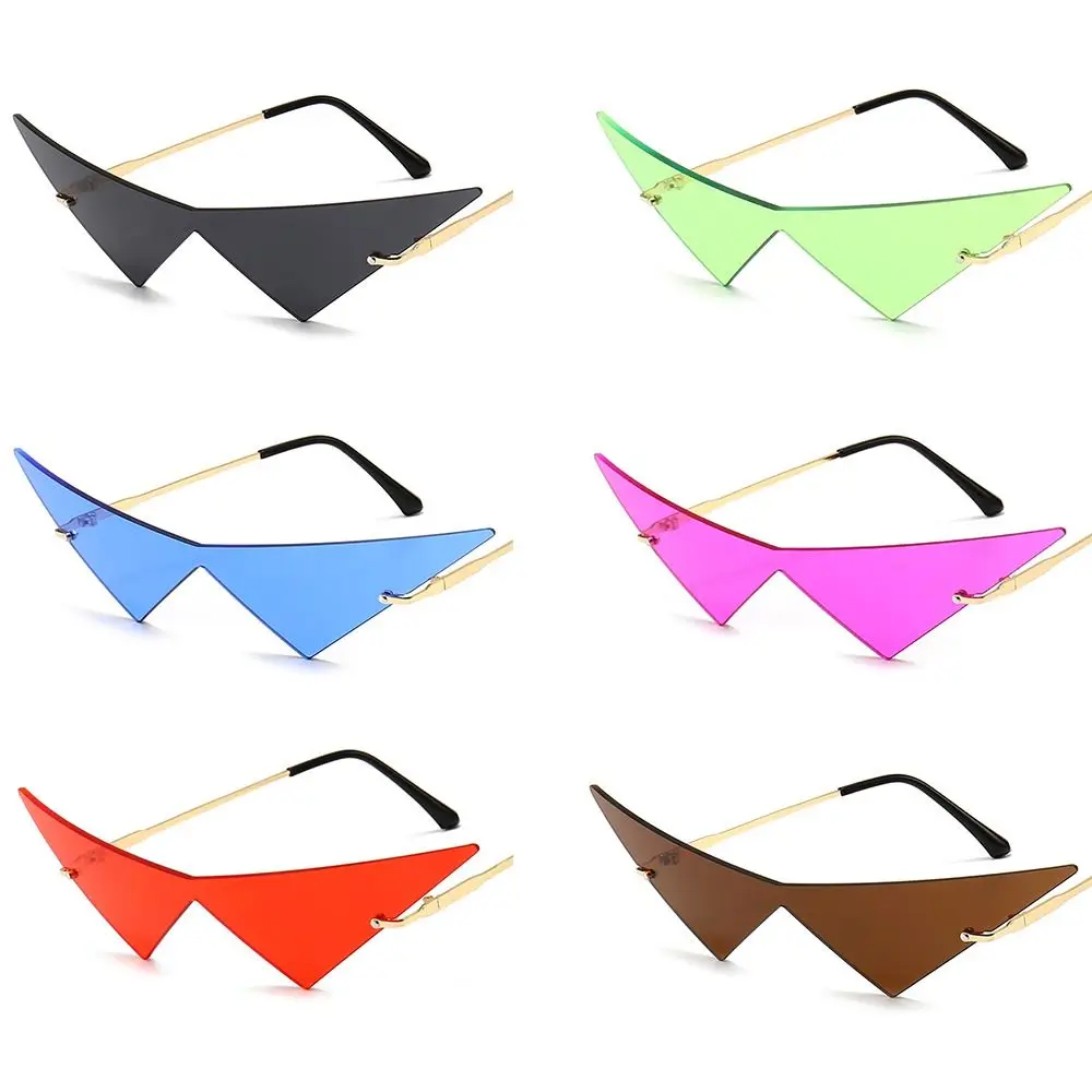 Fashion Ocean Lens Hip Hop Rimless Eyewear Sunglasses Women Triangle Sunglasses Sun Glasses