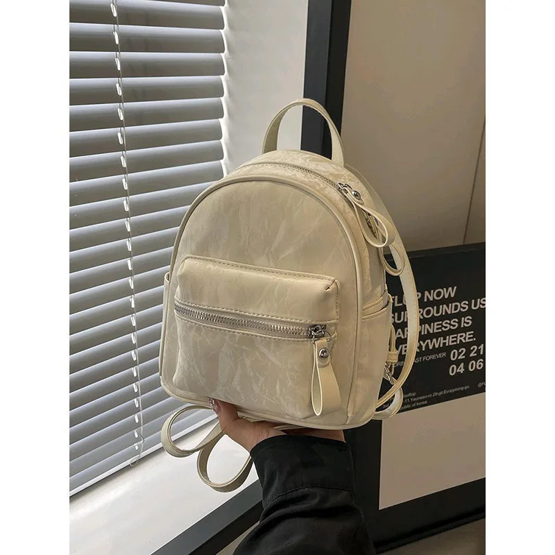 Women's Fashionable Solid Color Pattern Backpack Is Suitable For Girls Mini Travel And Daily Commuting Top-handle bolasa