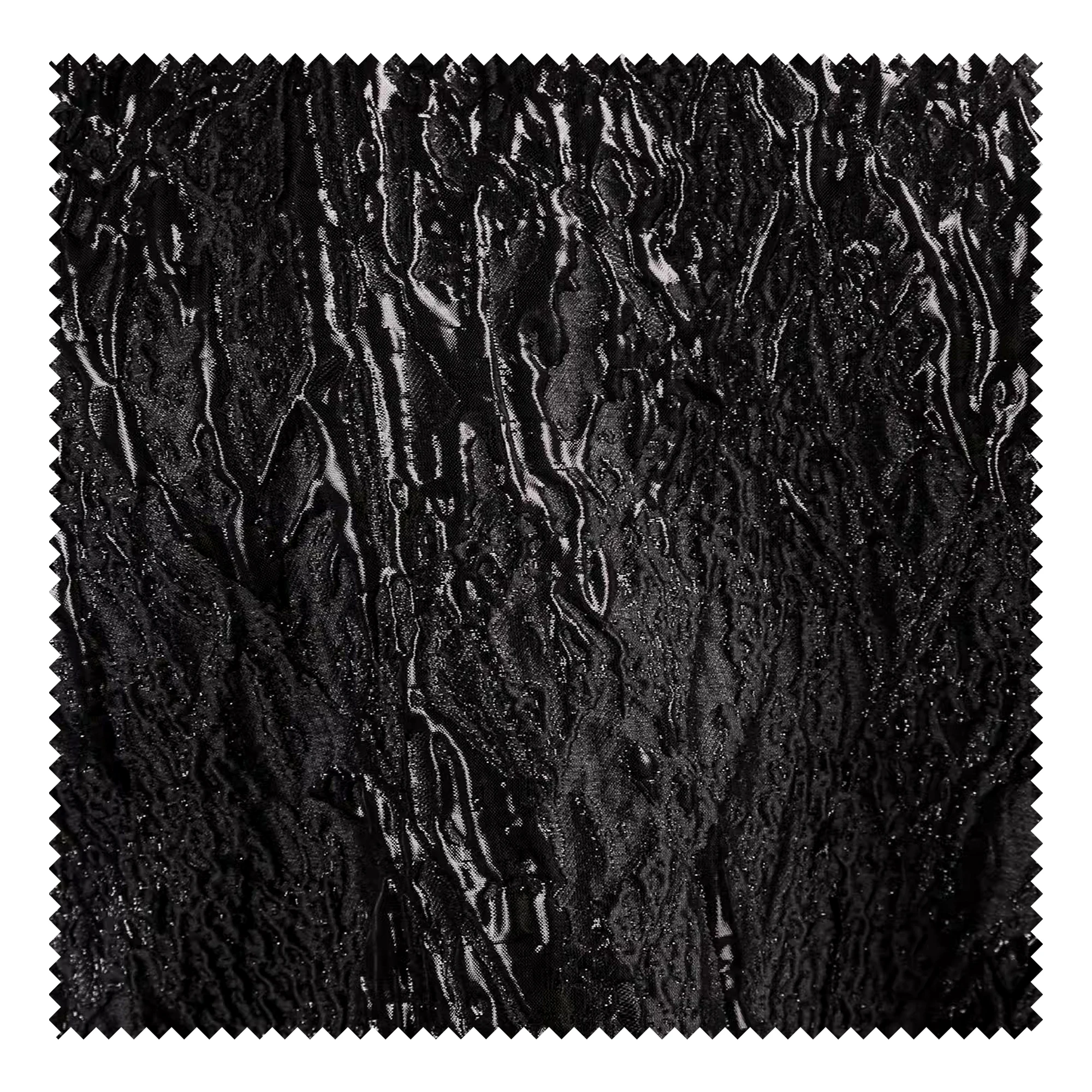 Pure black undulating vein gilt jacquard fabric texture gloss stiff coat creative clothing designer fabric