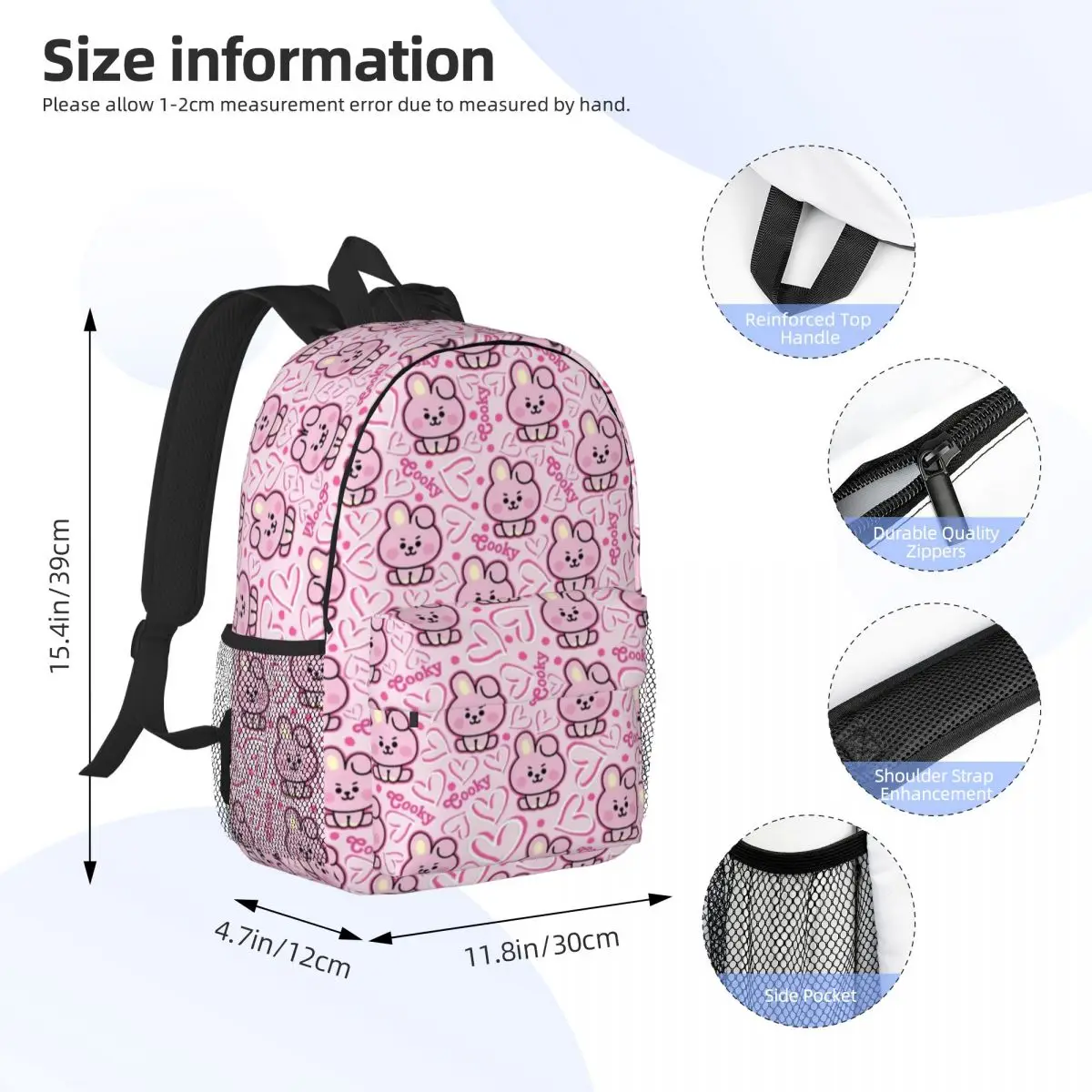BTS21 Durable 15-Inch Backpack - Ergonomic Lightweight Design for Comfort and Convenience