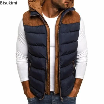 Herbst Winter männer Unten Weste Casual Weste Ärmellose Jacken Männlichen Mit Kapuze Weste Outwear Warme Mantel Zipper Mit Kapuze Jacke Weste