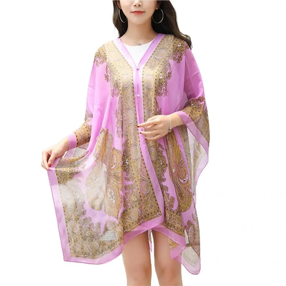 Simple Swimwear Cover Up V Neck Ladies Beach Shawl Anti Sun Sexy Cover Up Shawl