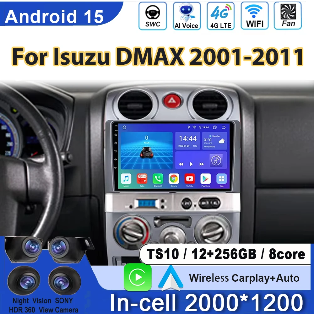 

Android 15 Carplay Auto Car Radio Multimedia Player For Isuzu DMAX 2001-2011 GPS Navigation 2din DVD Head Unit WIFI QLED Screen