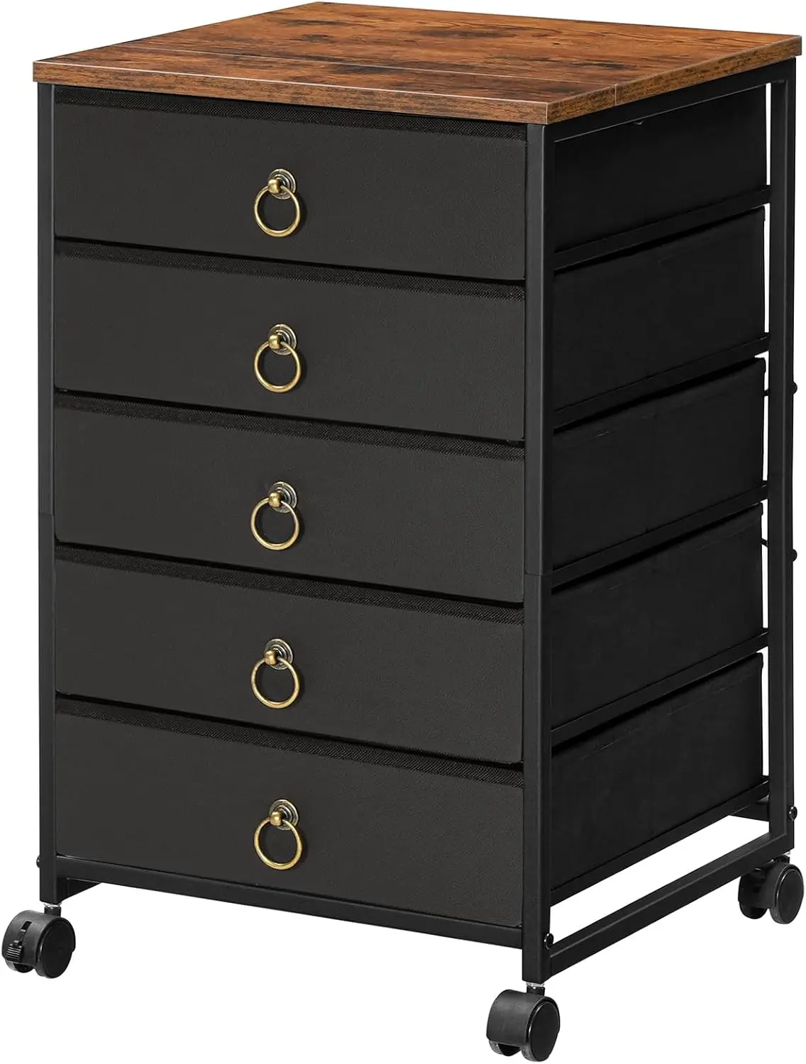 

5-Drawer Rolling File Cabinet with Lockable Casters, Mobile Printer Stand for Home Office & Living Room Storage