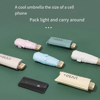 Anti-UV vinyl folding umbrella parasol mini capsule pocket parasol sun umbrella small pocket rainproof travel umbrellaNEW 2025