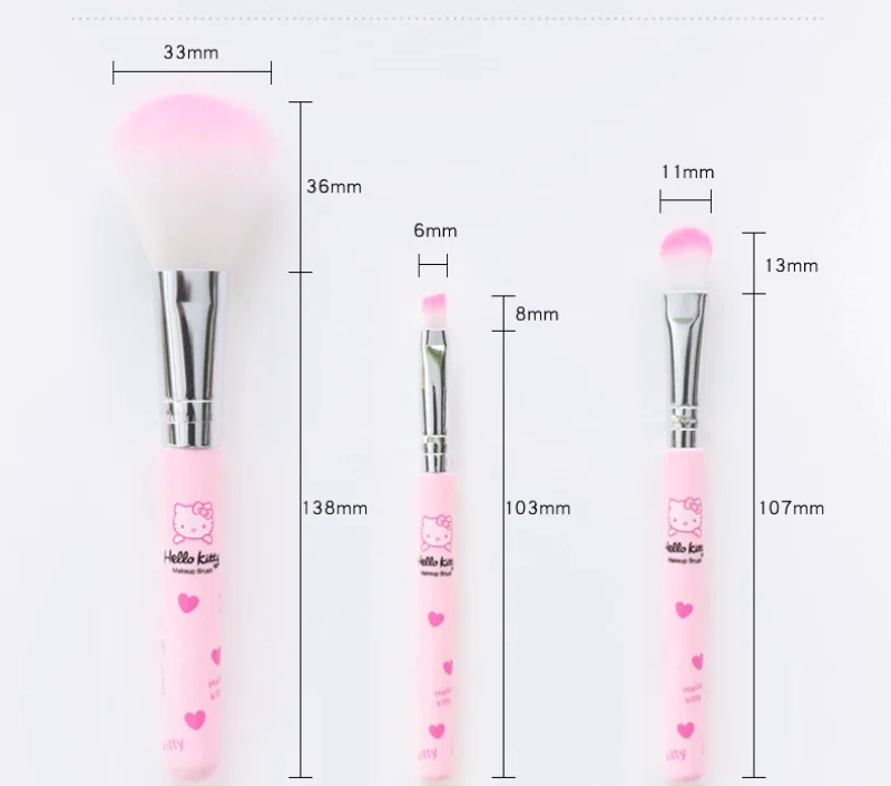 Sanrio Hello Kitty Makeup Brush Set Anime Fashion Jewelry Blush Eyebrow Lip Eyeshadow Brush Beauty Tools Girls Gift with Box