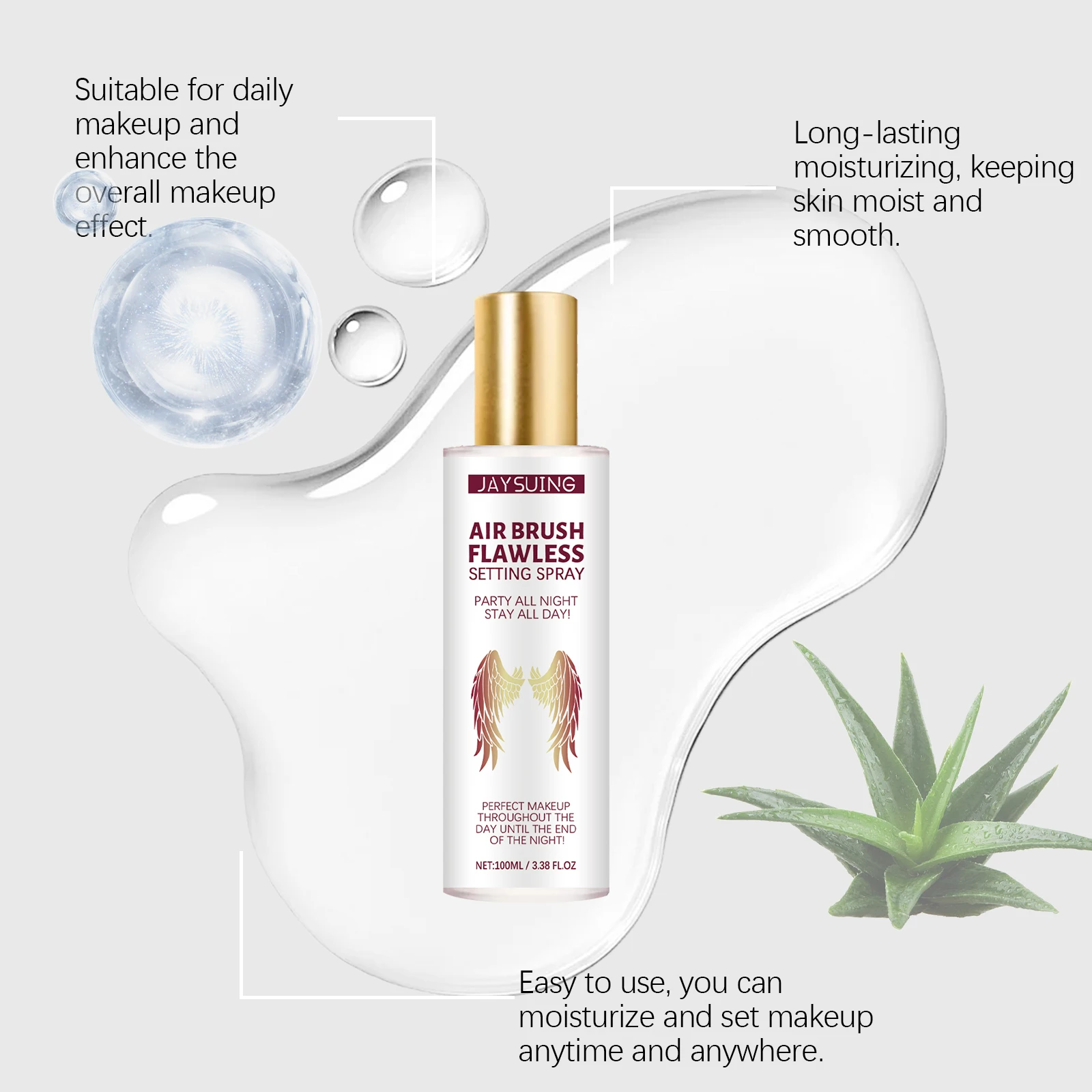 Jaysuing Hydraterende Setting Spray Gezichtsmake-up Waterdicht Transpiratie Langdurige oliecontrole Mat Natuurlijk Verfrissend Geen vettig