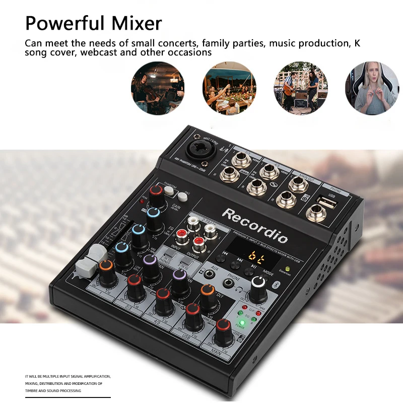 GAX-TG502 Outdoor Sound System 4 Channel BT Integrated Mixer DJ Controller For Podcasters Musicians