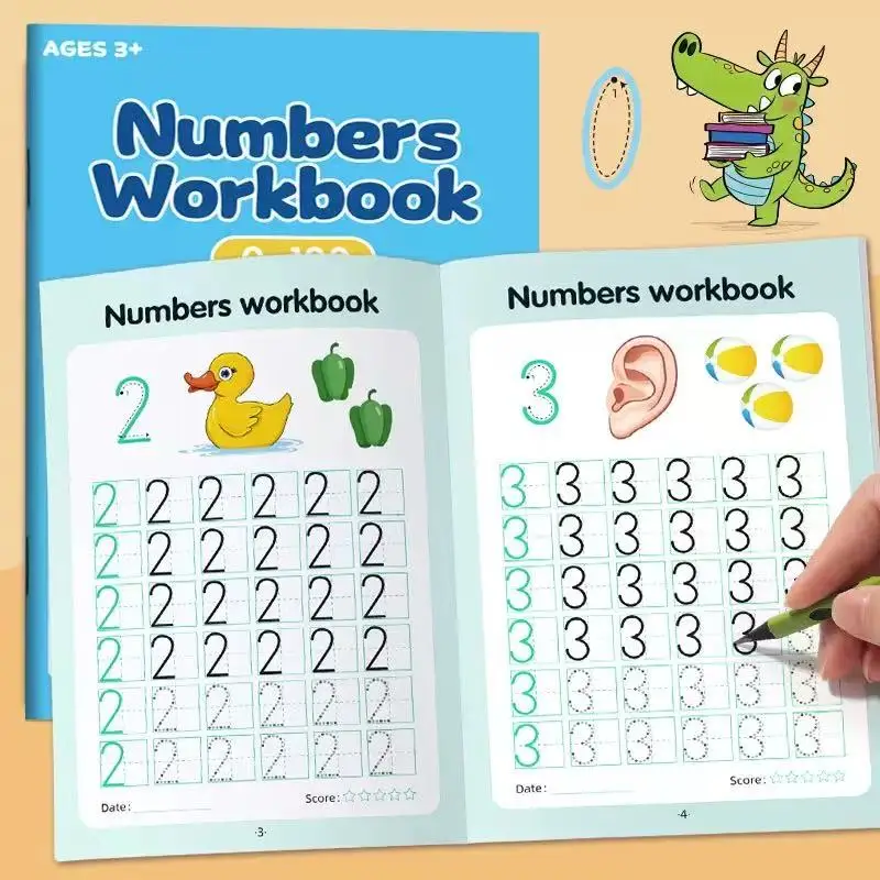 مصنف لتتبع الأرقام من 0-100: الكتابة اليدوية المدرسية تعلم الرياضيات كتاب الكتابة للأطفال