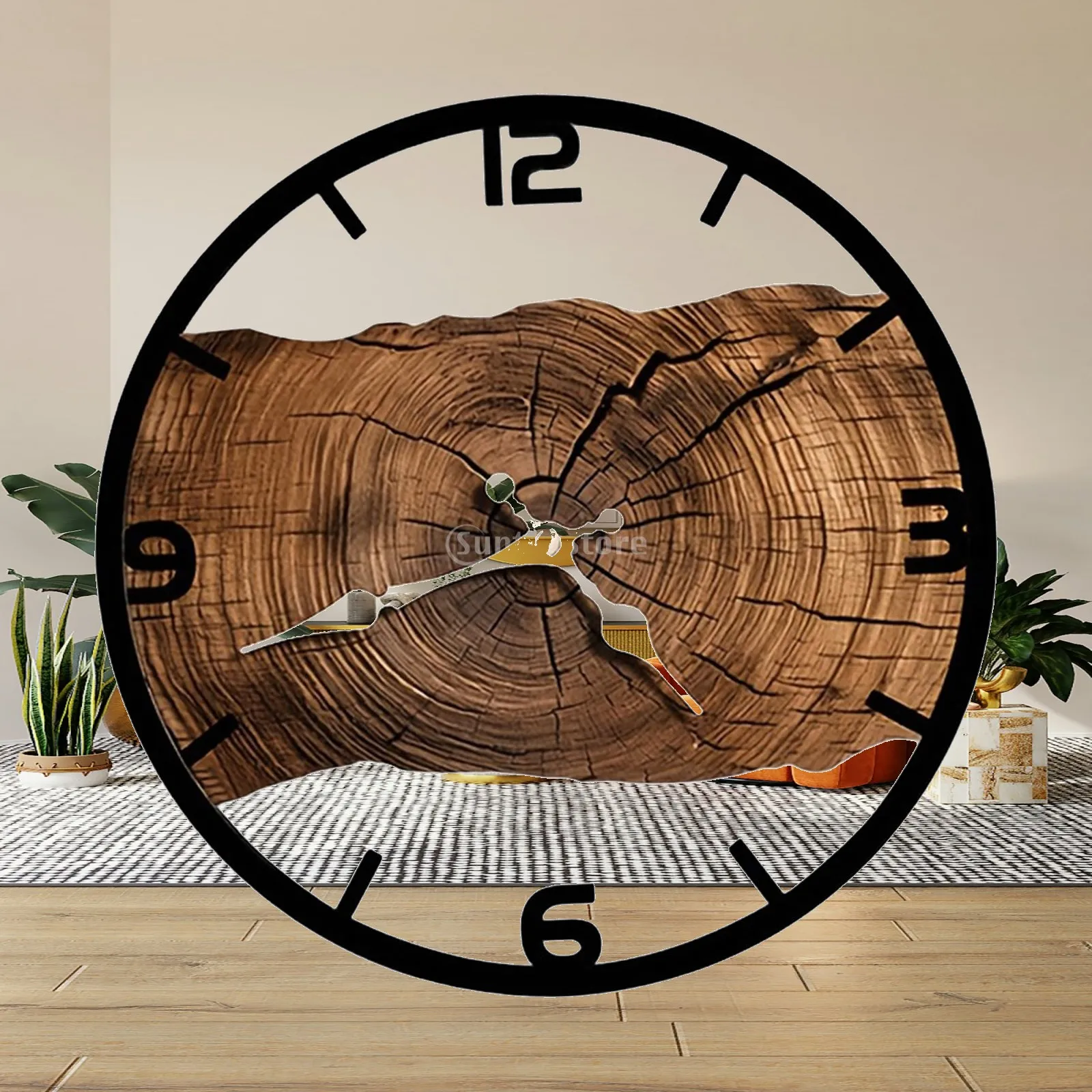 Non Ticking Wall Clock Wood Quiet Mechanism Elegant Wall Hanging Decor for Office Classroom Kitchen Bedroom