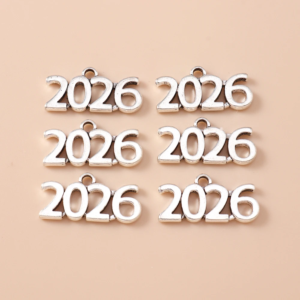 Leslie 10 Stück/Lot 12*25mm Legierung Antik Silberfarben 2026 Jahr Charms Anhänger für Armbänder Halsketten DIY Schmuckzubehör – Detail 6