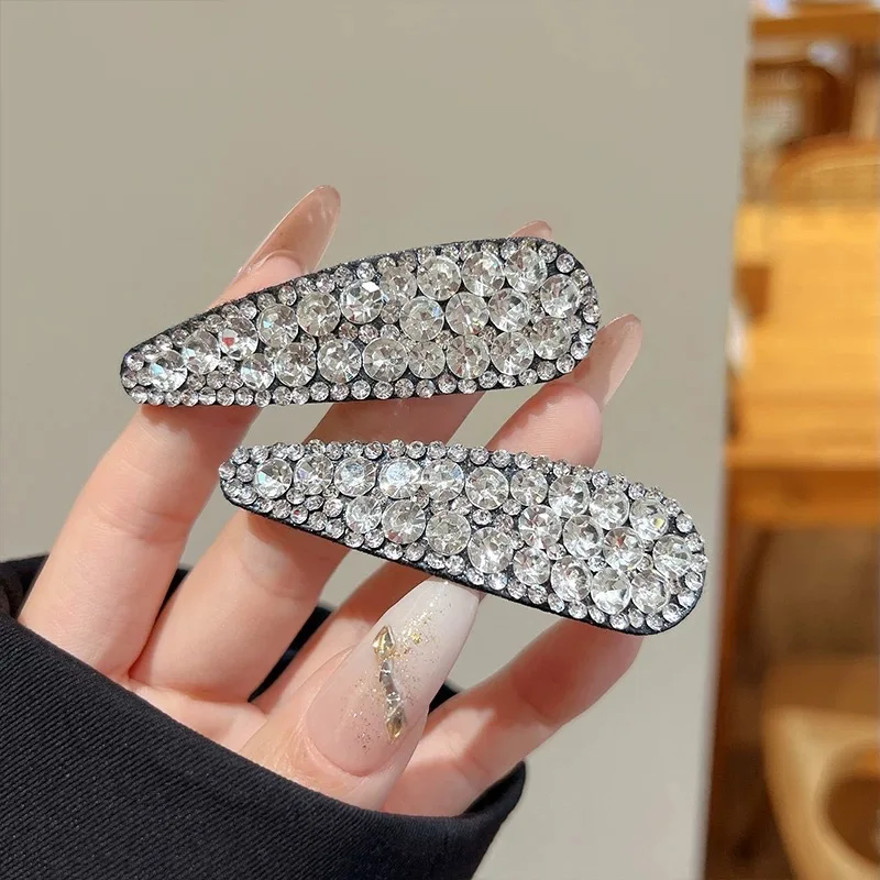 2 Stück Modische Kristall-Haarspangen, Seitliche Haarklammern für Mädchen, Frauen, Kinder, Damen, Koreanische Haaraccessoires – Detail 1