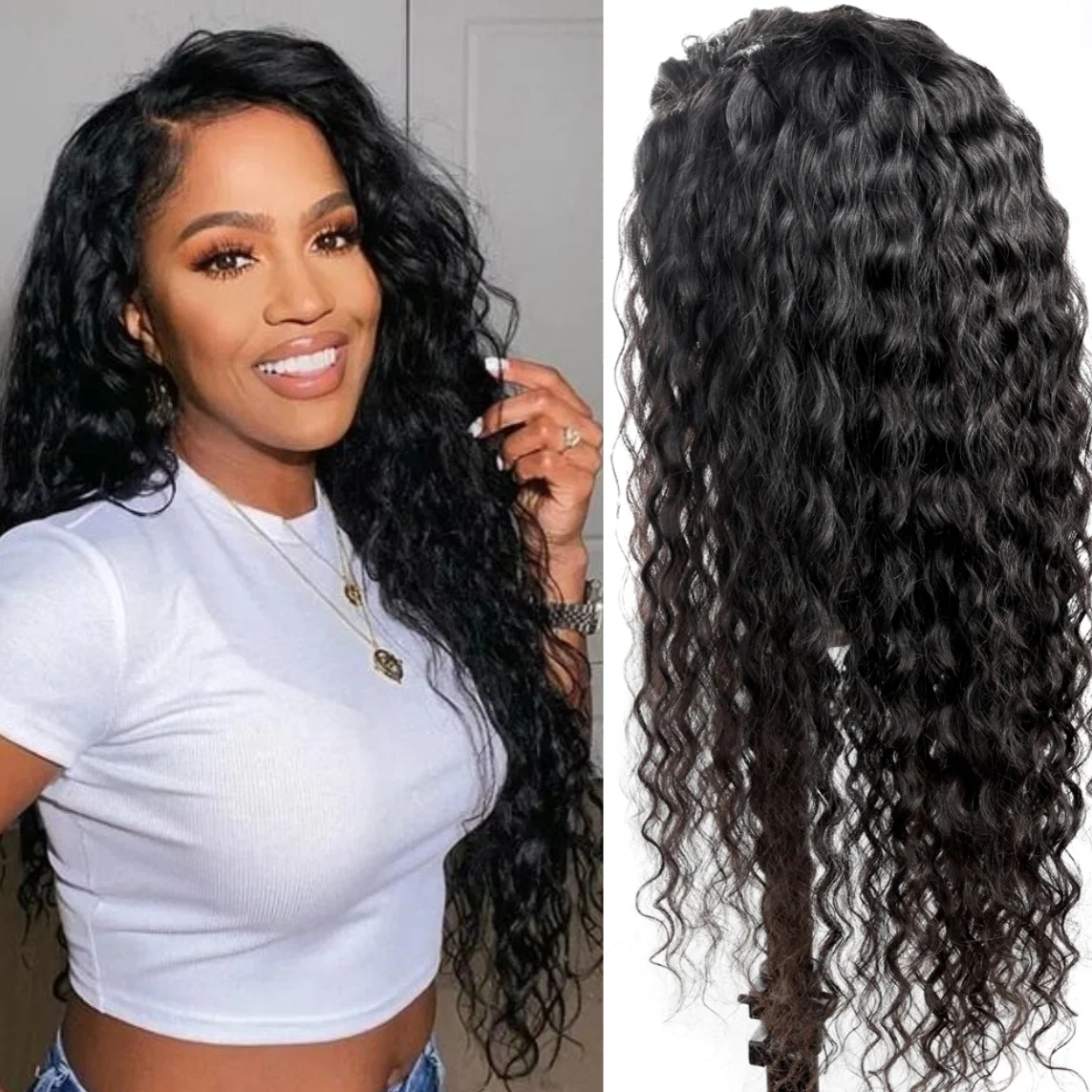 Perruque Lace Front Wig naturelle bouclée ondulée, cheveux humains, 13x4, pre-plucked, pour femmes