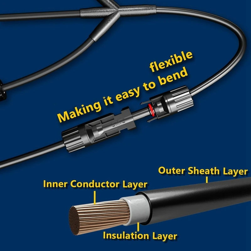 2Pairs Y-Style Solar Connector DC 1000V For Parallel Connection Between Solar Panels Solar Cable Junction