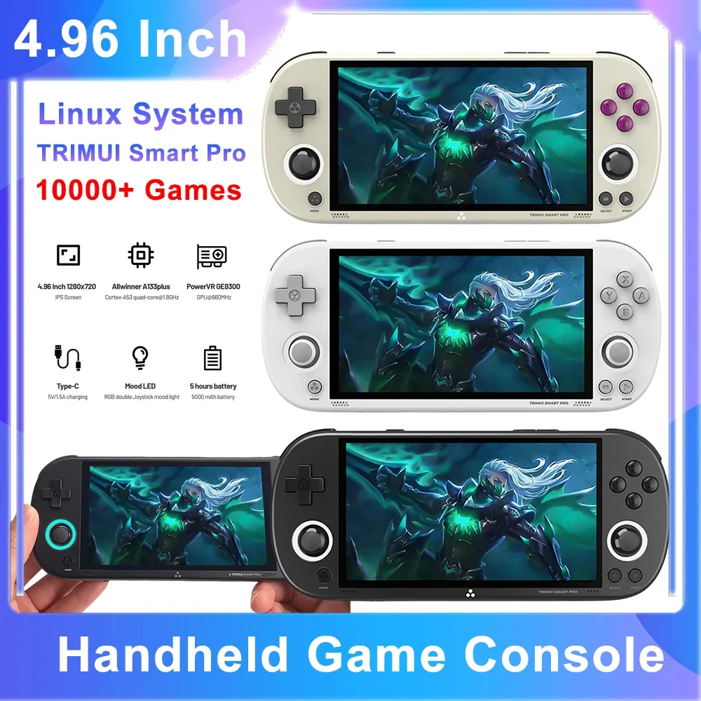 TRIMUI Smart Pro Open Source Handheld Game Console 4.96 Inch HD IPS Screen Retro Arcade Pocket Video Game Player Linux System