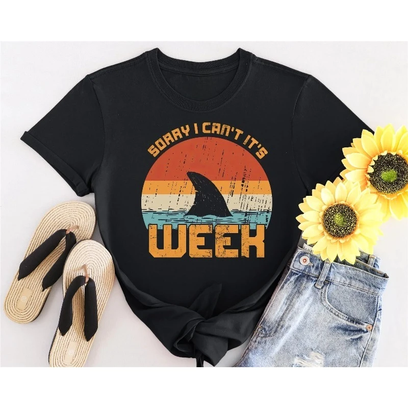 Shark Sorry I Can’t It’s Week Vintage Tshirt Children's and parent's clothing for both boys and girls