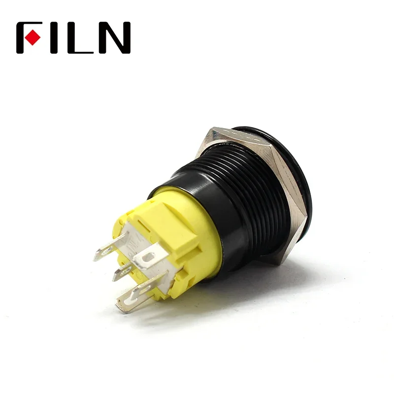 19 مللي متر 12 فولت LED مفتاح بـزر دفع معدني قذيفة سوداء مخصص عكس والعتاد رمز أنظمة وقوف السيارات سباق داش الإعدادات دائم