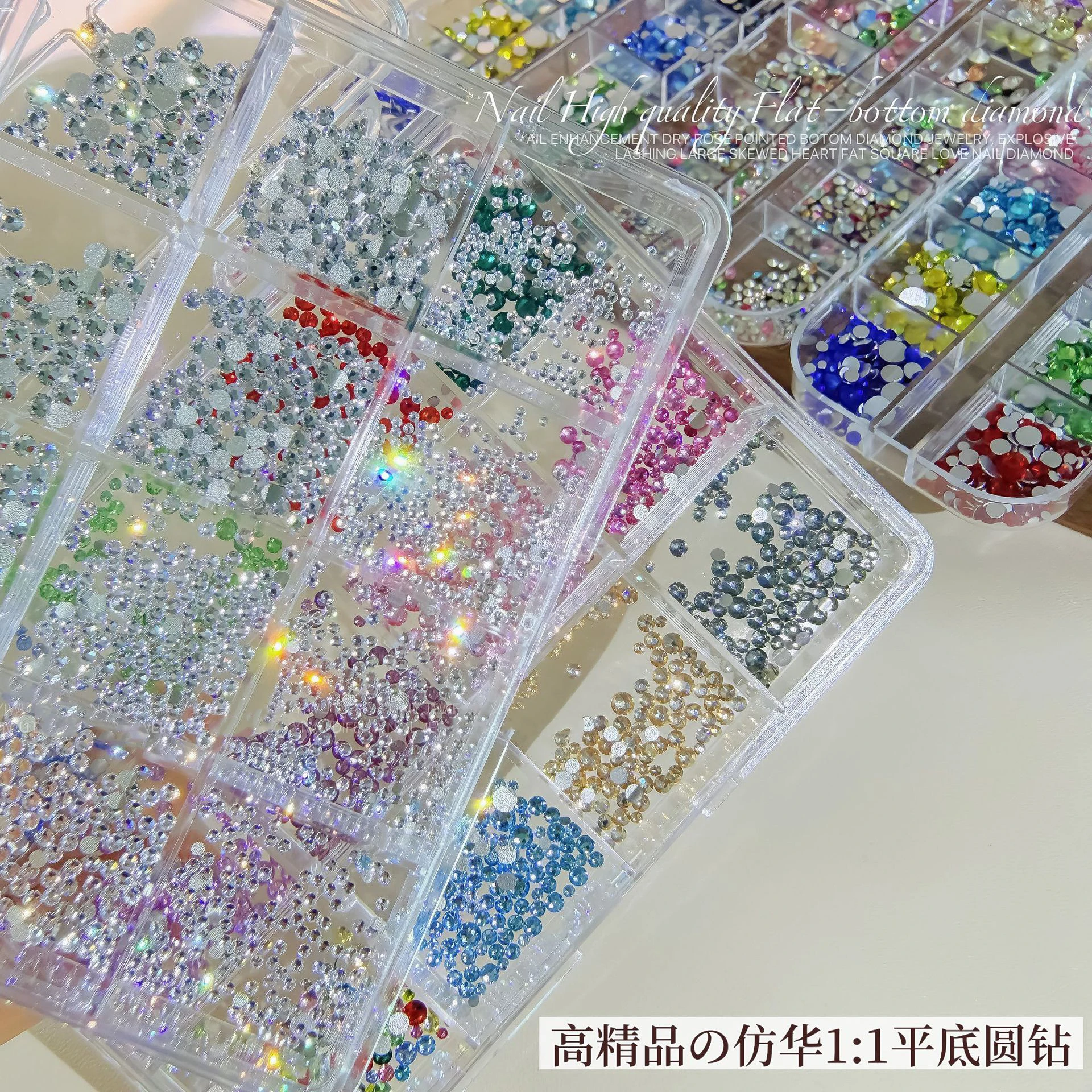 12 شبكة علوية متألقة K9 33-قطع الزركون مسمار الفن السحر الملونة شقة وأشار S/M الماس الراين مانيكير لتقوم بها بنفسك الزينة #1