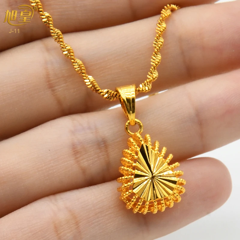 XUHUANG Dubai Heart Necklaces For Women Girls Jewellery Gifts Love Charm Pendant Chain Bridal Wedding Necklace Jewelry Gifts