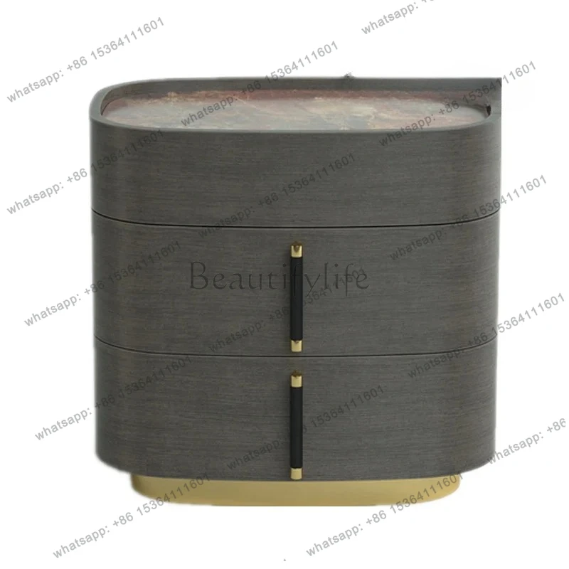 

High-end designer high bedside table modern light luxury small apartment wood paint Nordic bedside storage
