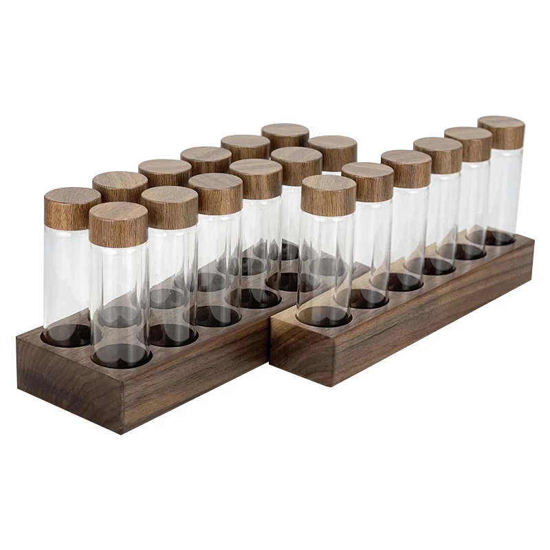 

Coffee Beans Storage Container Display Rack Walnut Coffee Tea Tube Bottle Glass Espresso Coffee Accessories Tools Coffeware Sets