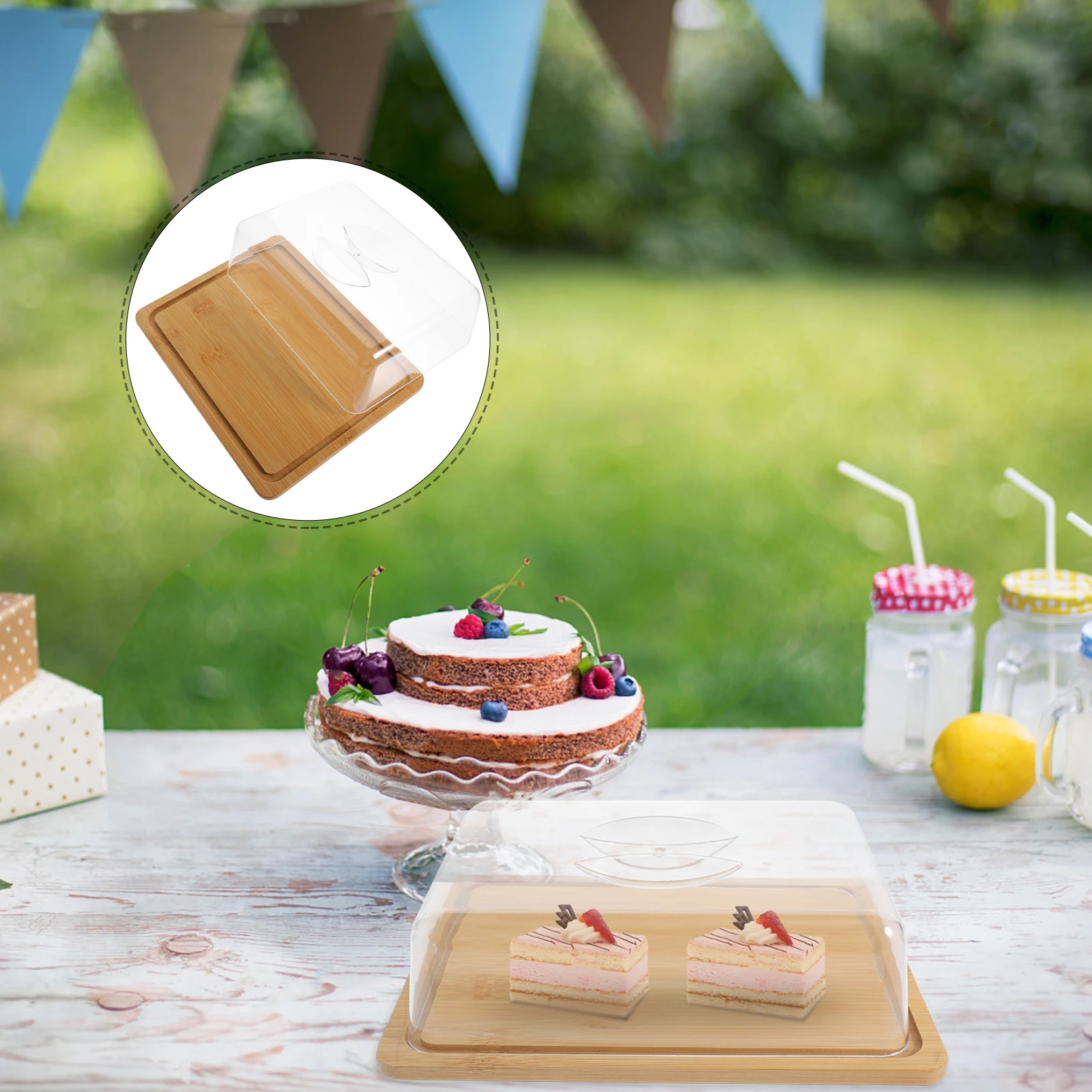 

1 Set Acrylic Stand With Dome Tall Display Stand For Wedding Party Use Bamboo Style Dessert Table Display Rectangle