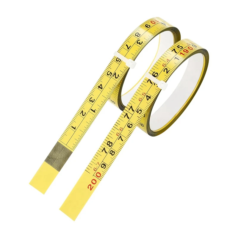 ABYC 2 Packs Steel Self-Adhesive Measuring Tape, Right to Left Reading 200cm or 78-Inch Imperial and Metric Ruler Tape