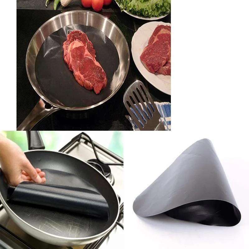 6Pcs Round Non-Stick Mat Pan Fry Liner Sheet Cooking Wok Kitchen Baking Pad BBQ Baking Mats Diameter 24cm Portable Kitchen Tools