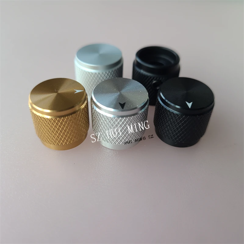 5pcs Aluminum Alloy Knob Silver Solid potentiometer knobs Knurled 17*16mm Rotary cap Guitar Volume Switch Knobs HI-FI amplifier