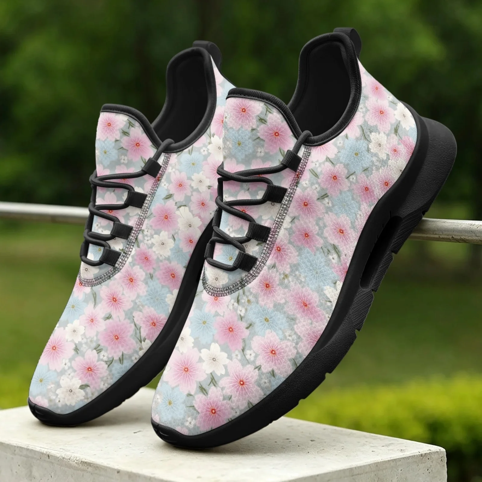 XIXIRIMIDO Women Lace-up Casual Shoe Nurse Shoes Women's Sandals Men's Sneakers and Casual Shoes Tenis Feminino Cherry Blossoms