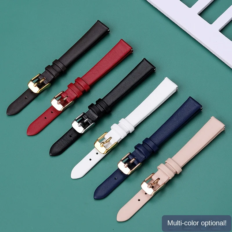 حزام ساعة من الجلد الناعم الرقيق للغاية ، سوار معصم من جلد البقر لسواروفسكي ، أحفور كاسيو تيسو ، تحرير سريع ،