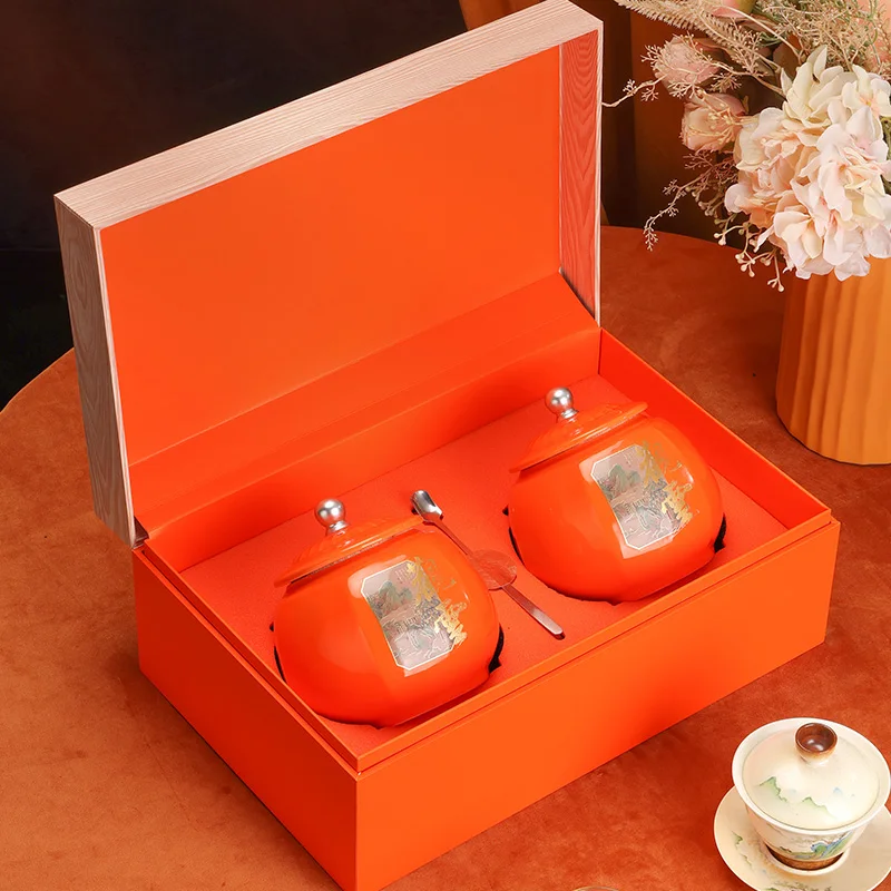 Hand-painted Ceramic Pot Tea Gift Box Empty Box Packing Box Empty Gift Box Pu 'er Tea White Tea Black Tea Jinjun Mei Gift Box