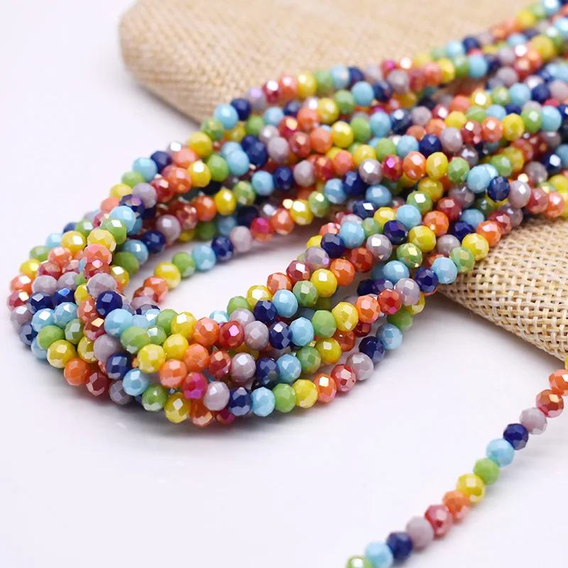 Regular color  4mm 125pcs/lot  Crystal Glass Beads Rondelle Faceted Loose Spacer Beads For Jewelry Making DIY Material Package